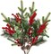 4 Pcs Christmas Artificial Pine Branches 28.3 inch Norfolk Pine Stems (Red) 1"D x 1"W x 1"H